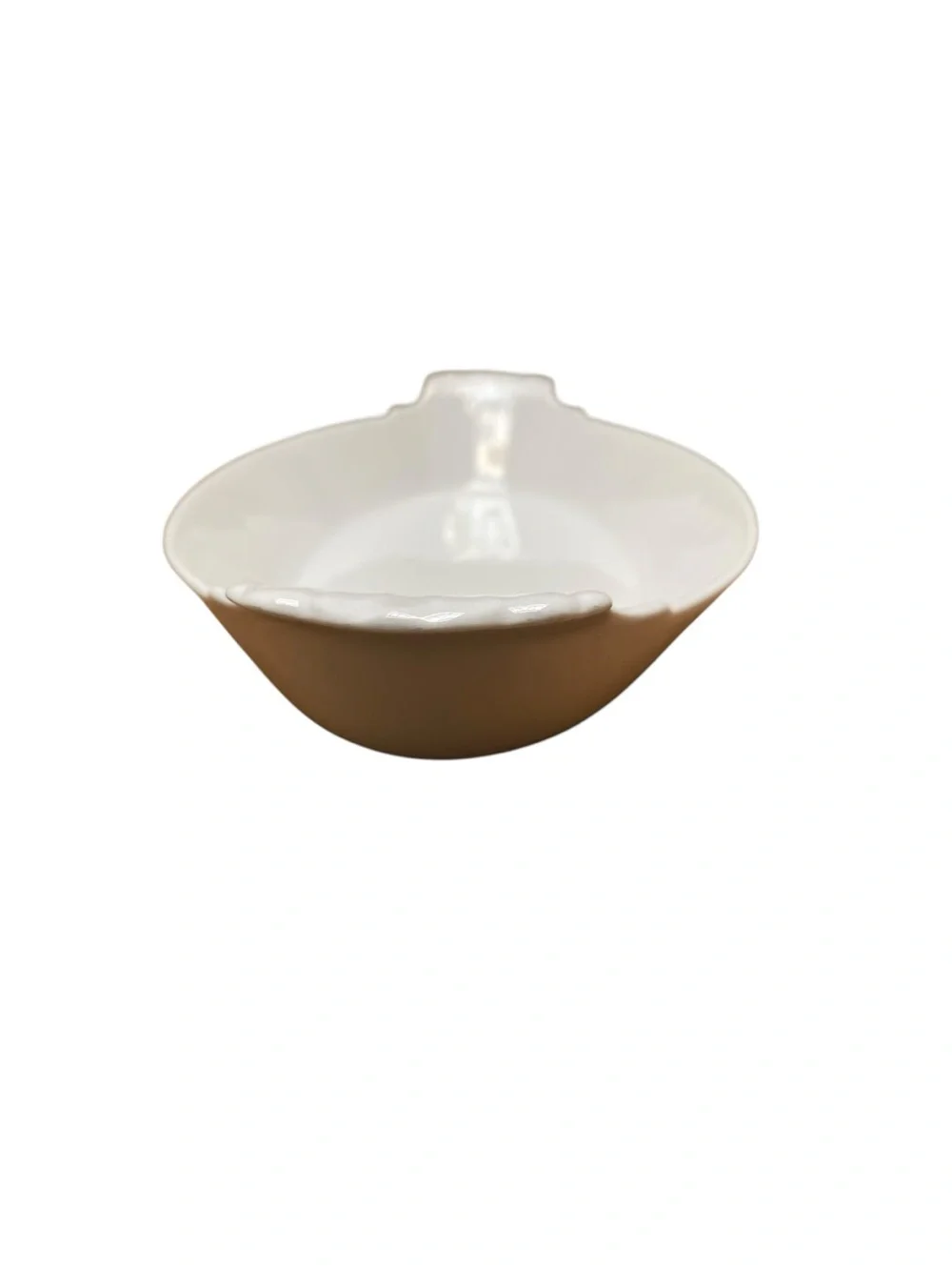 Vintage French Ironstone Serving Bowl White Oval Shell Handles Farmhouse